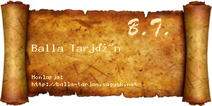 Balla Tarján névjegykártya